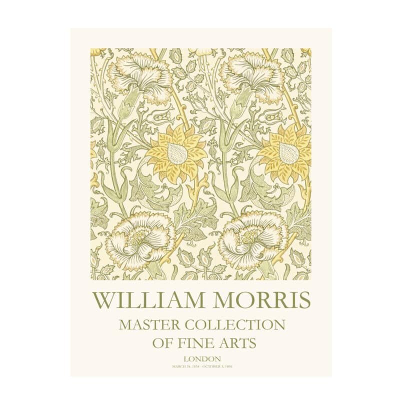 Plakat William Morris Fine arts 1 - Snoende planter, gule og grøn